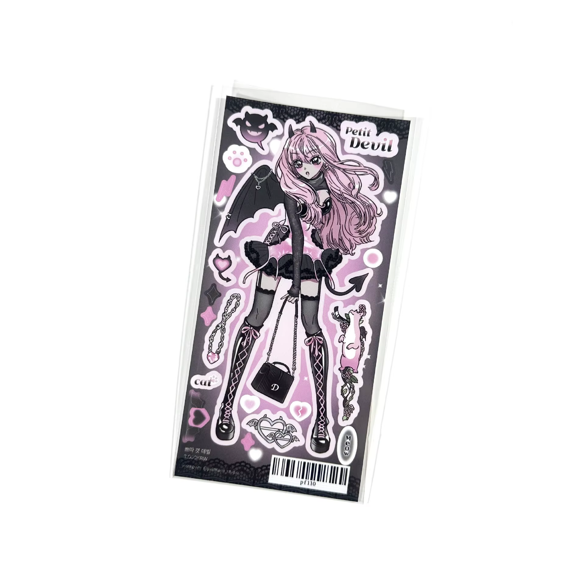 Dessin animé mignon doux Cool fille ange avec démon personnage autocollants compte à main agenda pla