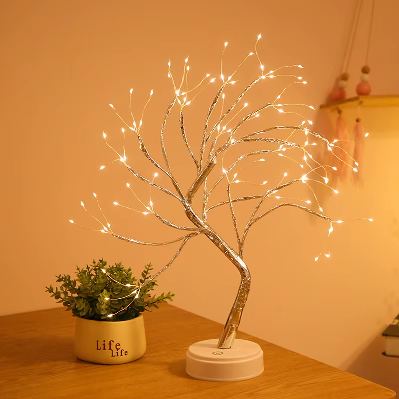 Lumières d'arbre de table lampe d'arbre lumineuse bricolage décoratif LED veilleuse pour cadeau fête