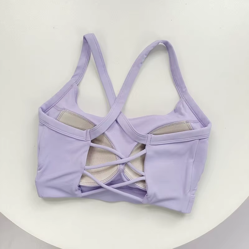 Soutien-gorge de sport croisé Racerback pour femmes, bonnets intégrés, soutien élevé, évacuation de 