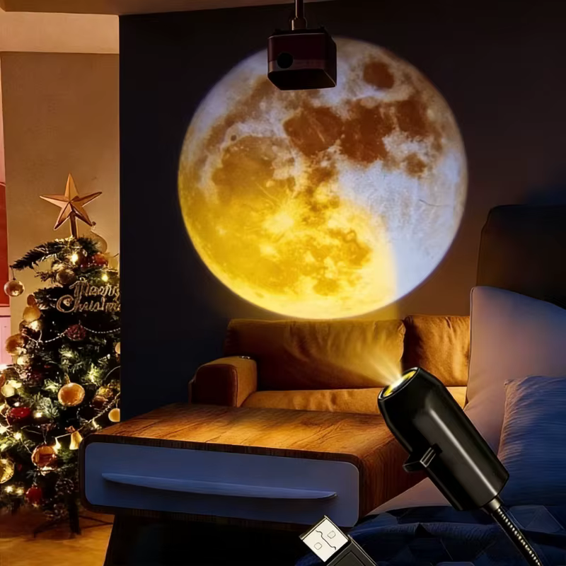 Projecteur Veilleuse - Veilleuse LED créative effet lune avec fonction de gradation, idéale pour la