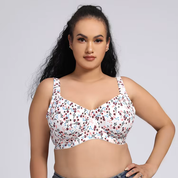 Soutien-gorge en coton grande taille 80-110F, bretelles larges, à armatures, imprimé européen, Ultra