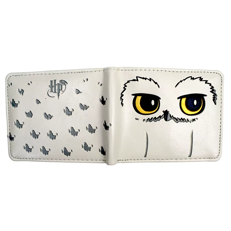 Petit portefeuille blanc avec hibou Hedwig, portefeuille de créateur pour femmes et filles