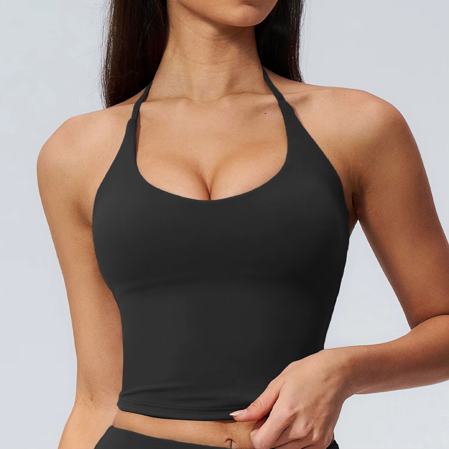 Soutien-gorge de sport pour femme à nouer au cou, dos nu, style crop top, sexy, pour fitness, gym et