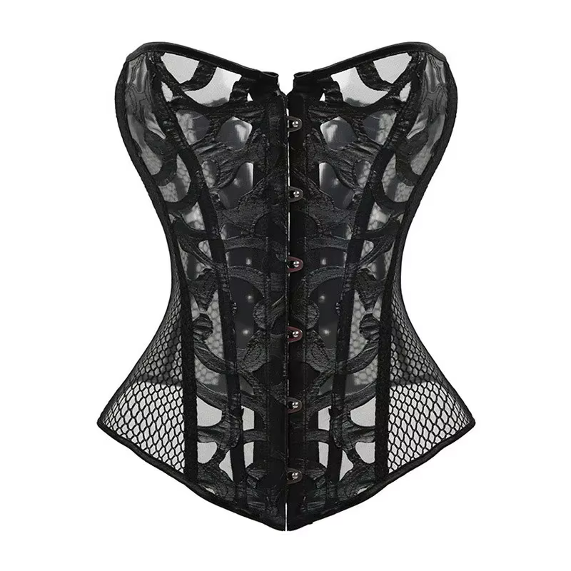 Corset blanc Vintage gothique pour femmes, Bustier Sexy ajouré en maille à lacets, modelant le corps