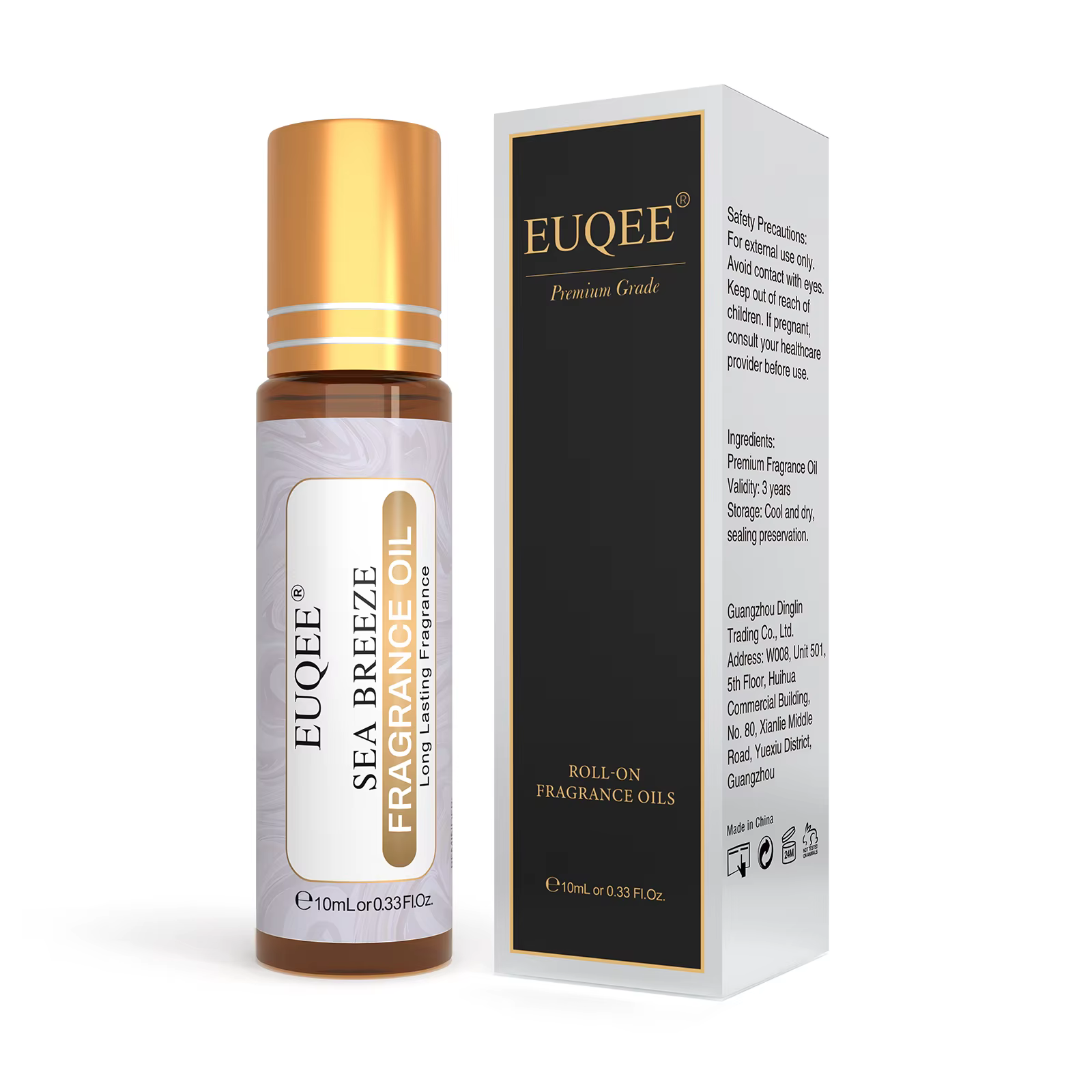 EUQEE 10ml huile parfumée à rouleau pour femmes-noix de coco vanille gomme à bulles cristal brillant