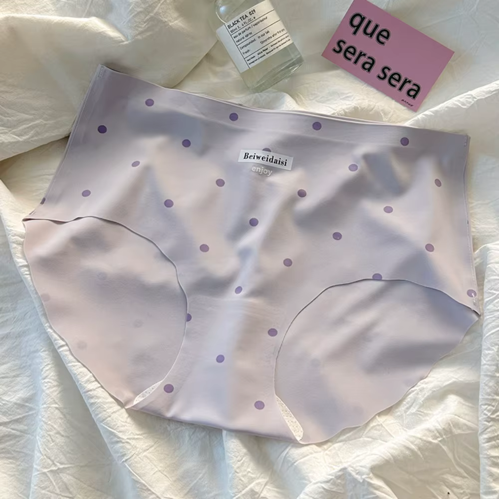 Culottes Douces en Soie Glacée à Pois Taille Moyenne pour Femme – Sous-vêtements Confortables et San
