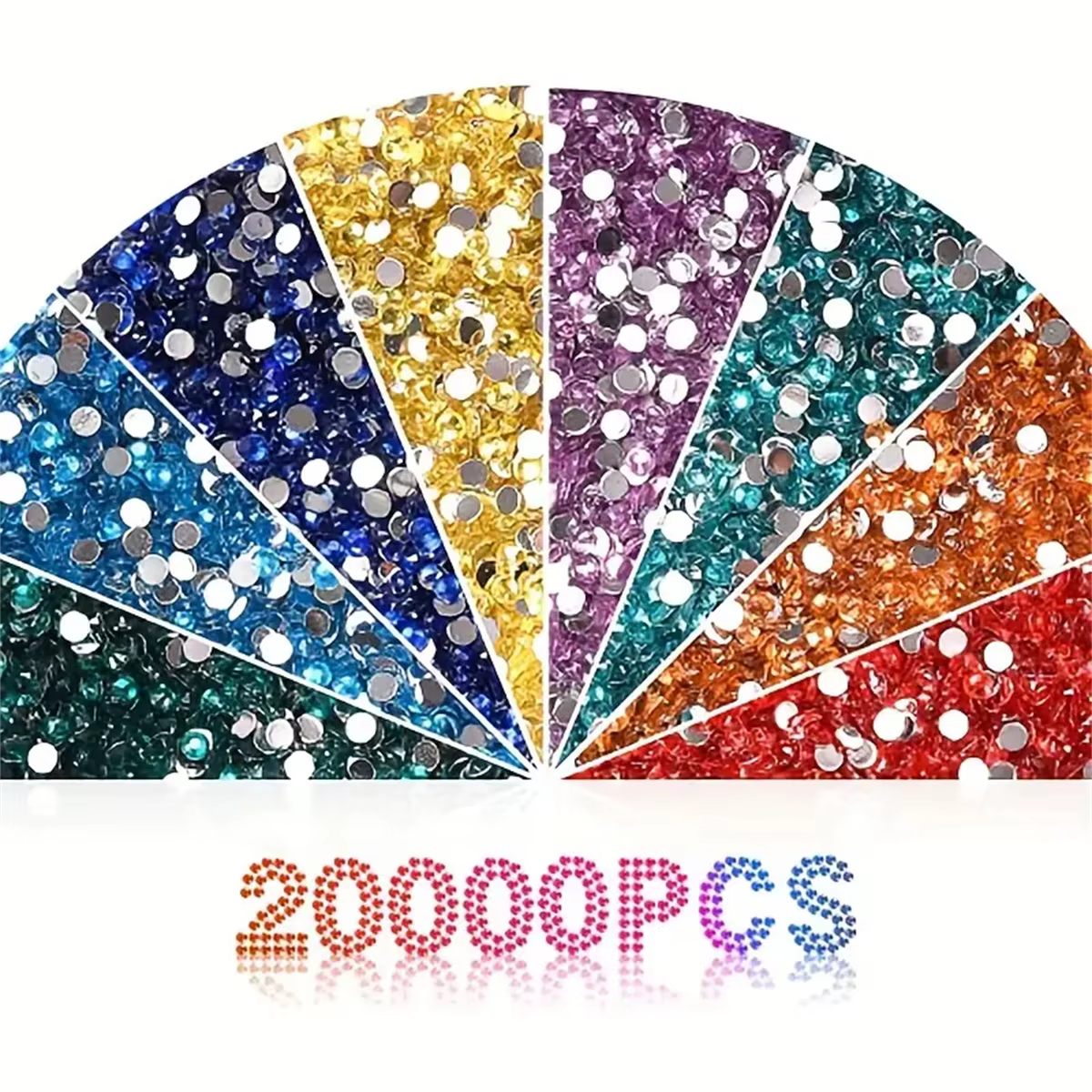 1000 pièces/sac Perles de diamant 5D, 20 couleurs, 20 000 diamants ronds brillants, les particules m