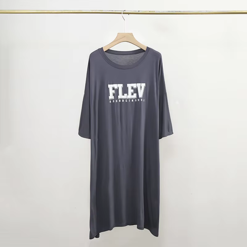 Chemises de nuit en coton pour femmes, nouvelle lettre imprimée, robes amples pour femmes, manches c