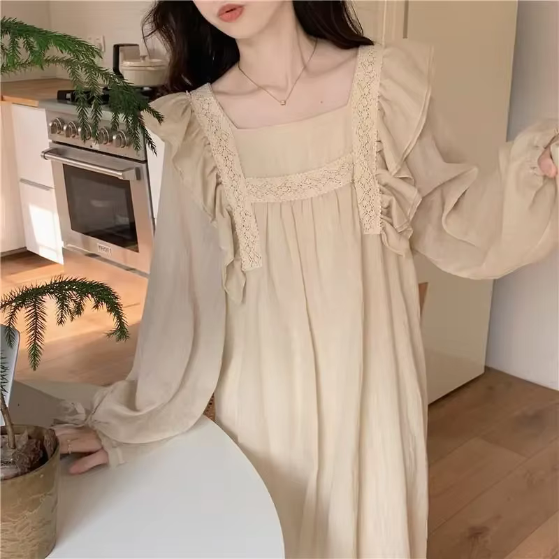 Femme nuit sexs robe grande taille couleur unie chemise de nuit printemps été pyjamas femme doux Lon