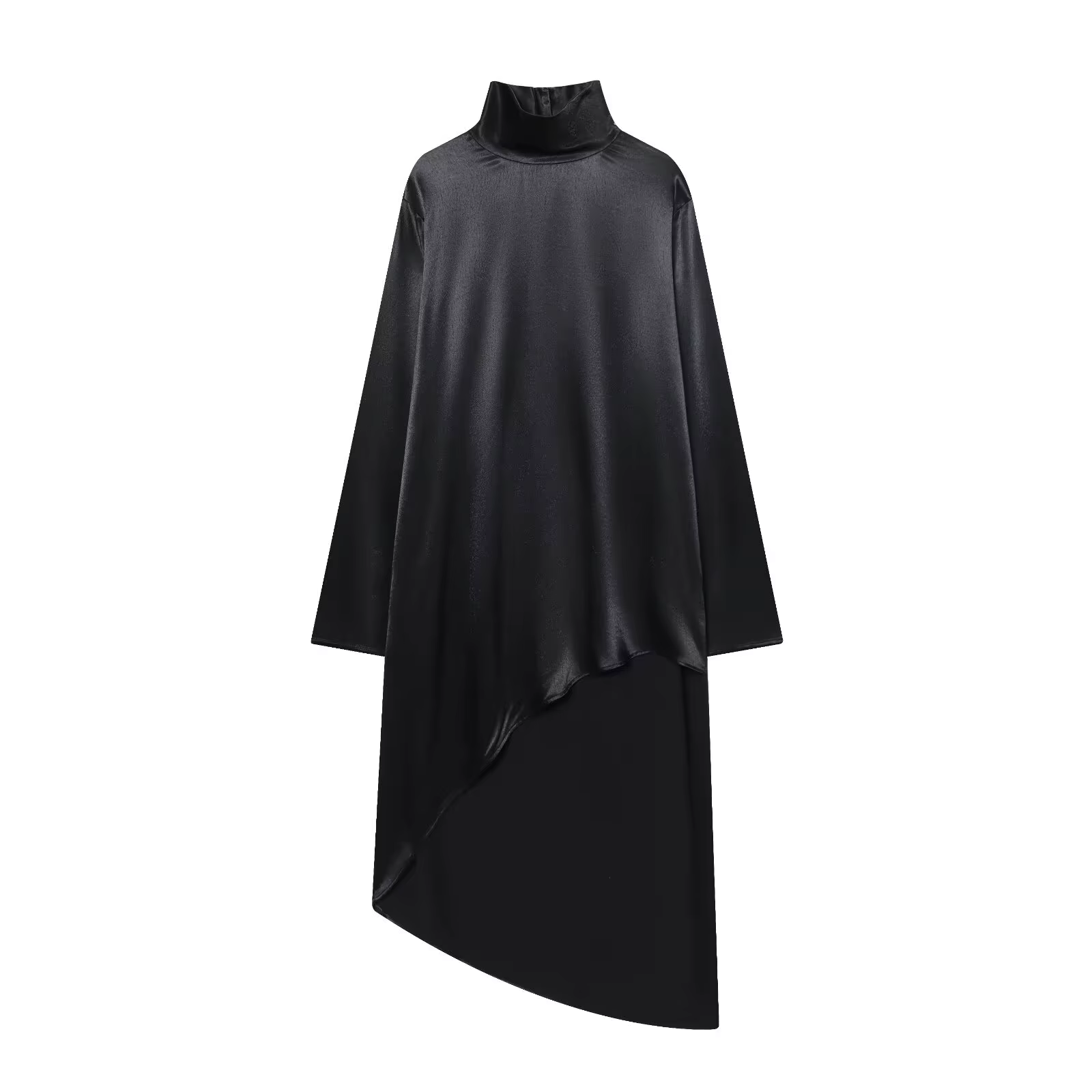 BSAY chemise longue asymétrique femmes mode automne hiver nouvelle texture Satin manches longues col