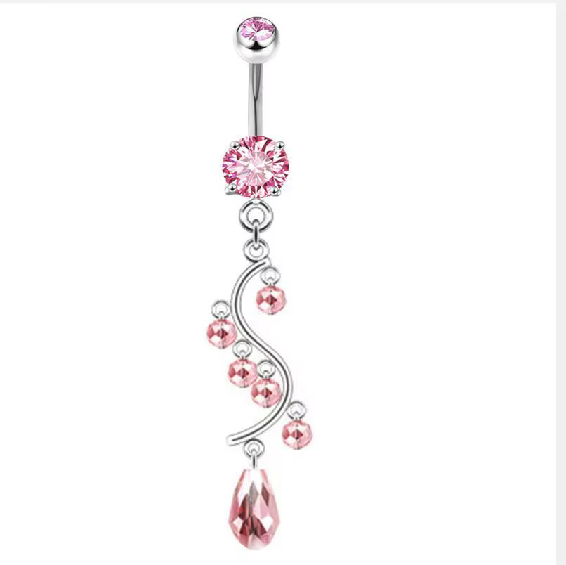 Piercing de nombril pendulaire en acier inoxydable argenté 14G, bijou délicat pour le nombril