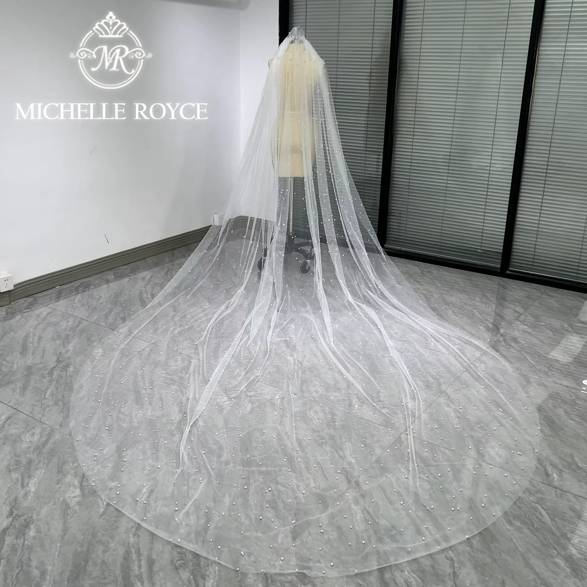 Michelle Royce – voile de mariage personnalisé pour adultes, longueur sur mesure, perlé