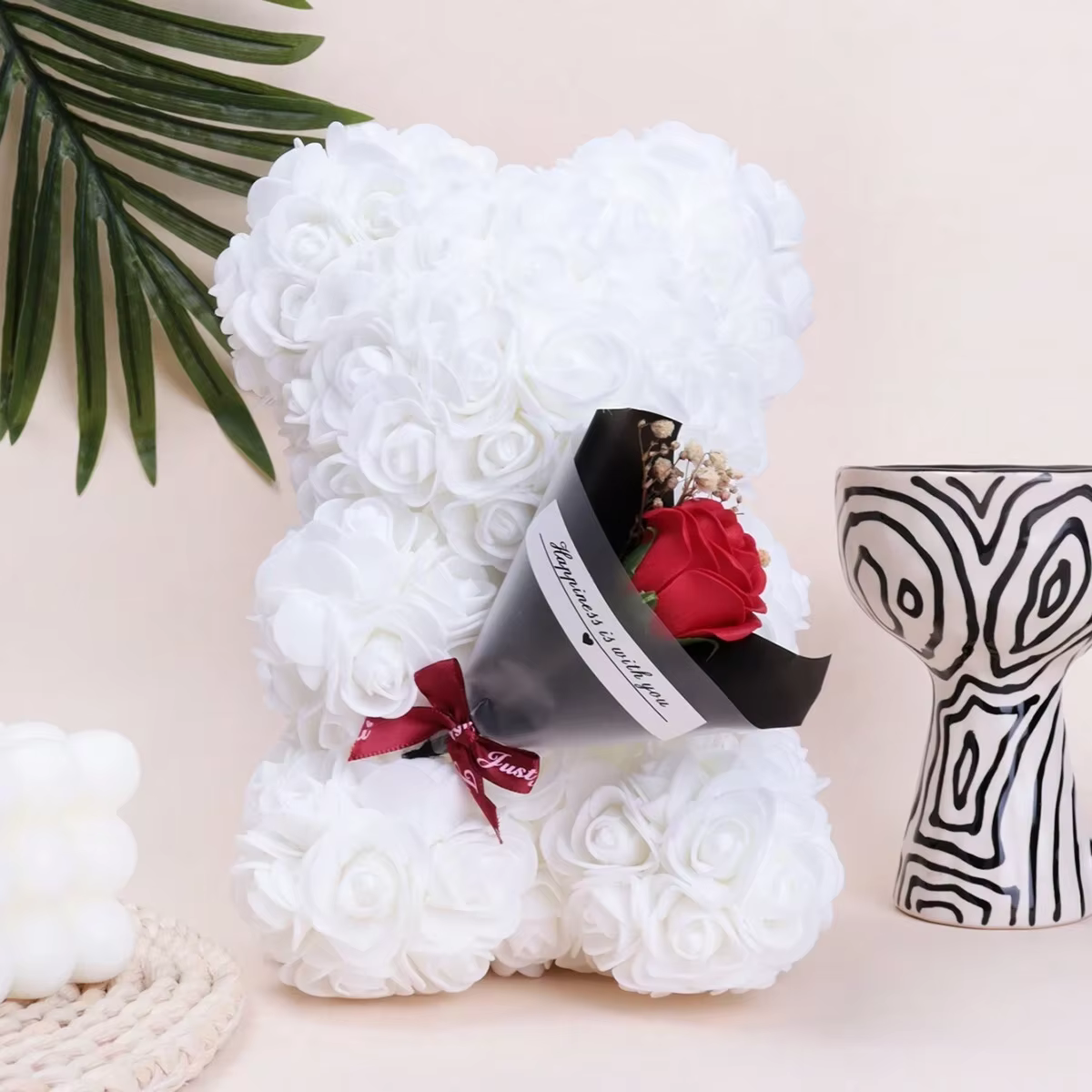 Ours en peluche rose en mousse, bouquet de transport. Idéal pour les mariages, la fête des mères, me
