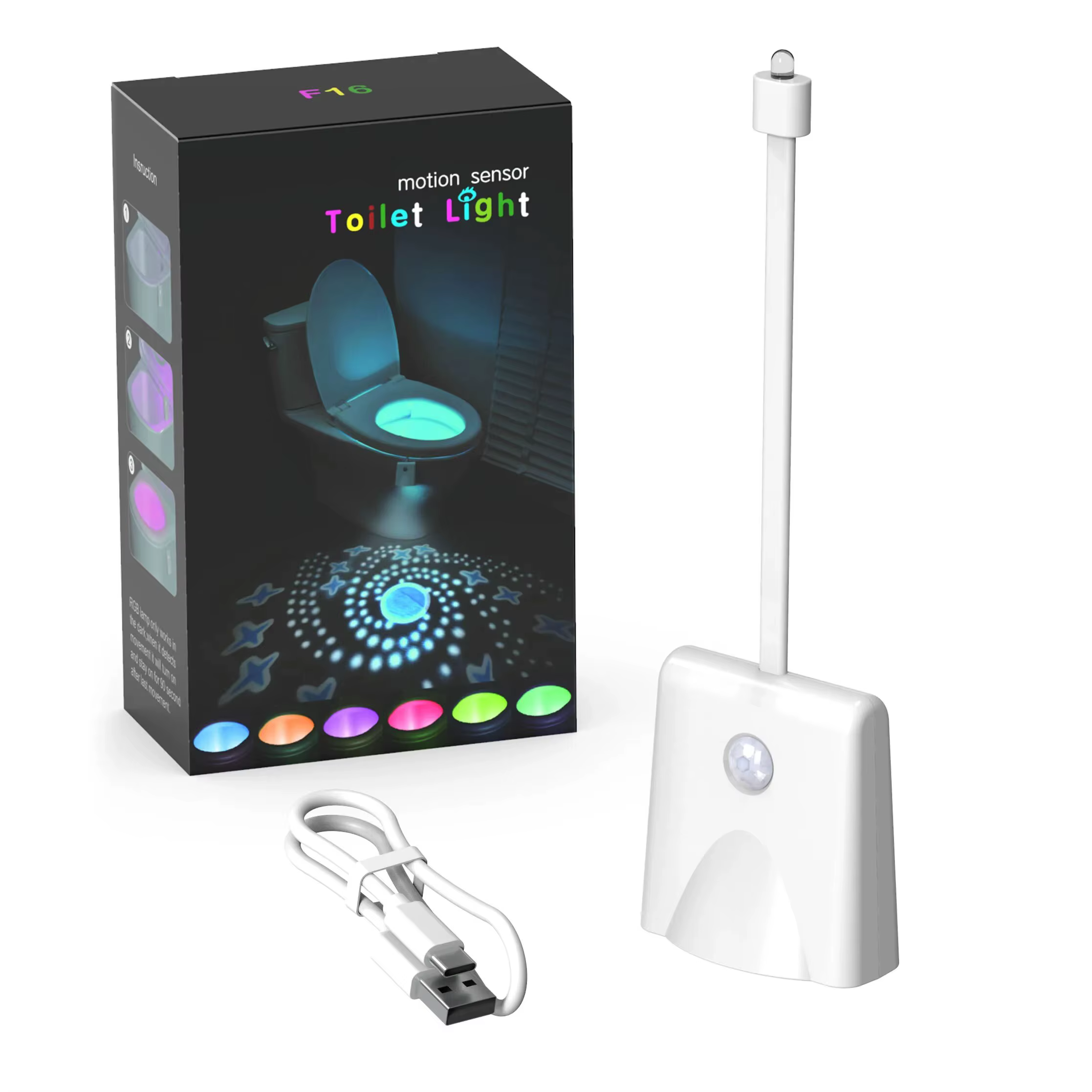 Veilleuse de toilette étanche, détection humaine, lumière à Induction, lampe de Projection colorée,
