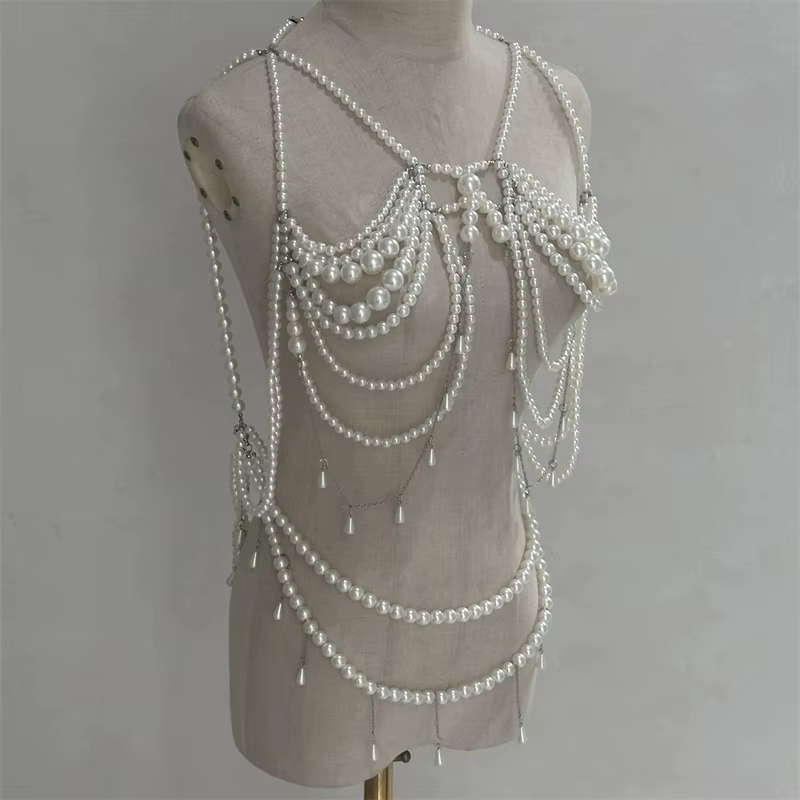 Robe en perles Design, chaîne de corps, bijoux pour femmes, soirée