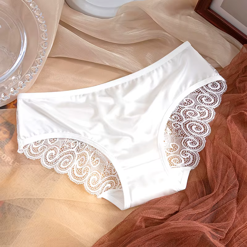 Culotte en Satin Vintage pour femmes, sous-vêtements respirants de couleur unie, Lingerie française 