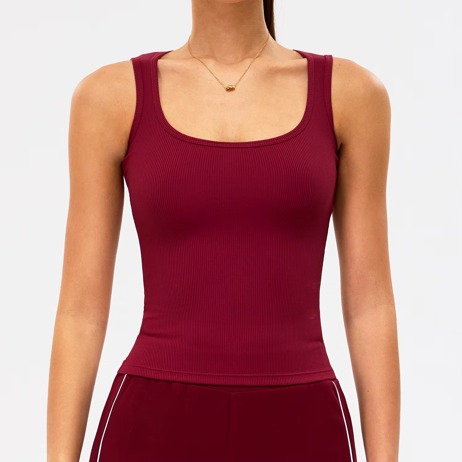 Soutien-gorge de sport côtelé pour femme, respirant, antichoc, push-up, haut de fitness, brassière d