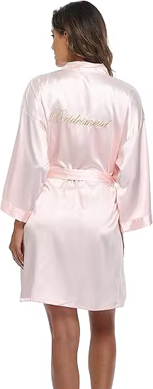 Robe de mariée et de demoiselle d'honneur, kimono de matin, peignoir brodé, robe de mariée, chemise