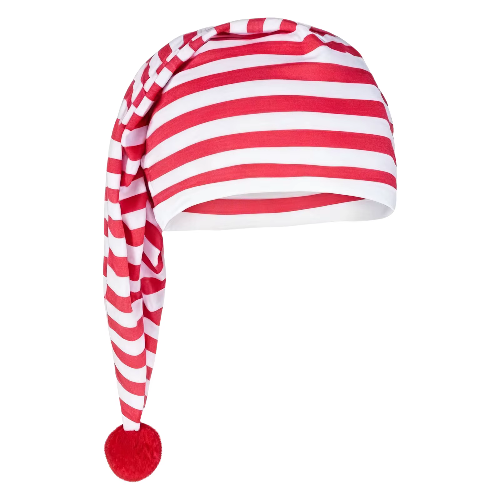 Bonnet de nuit réglable, bonnet de couchage rayé, chapeau de pyjama avec boule à Pom pour hommes et 