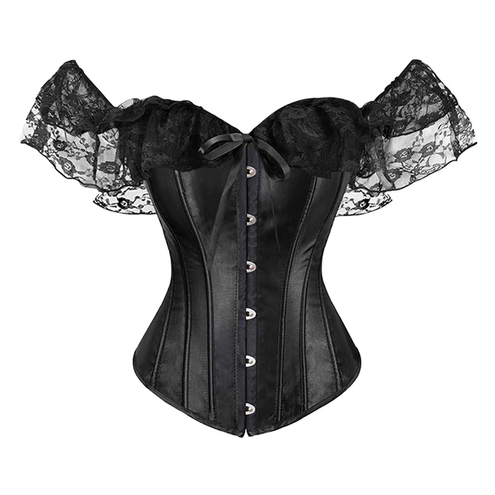 Grande taille 6XL élégant dentelle nœud papillon haut Corset pour les femmes été sans manches dos nu