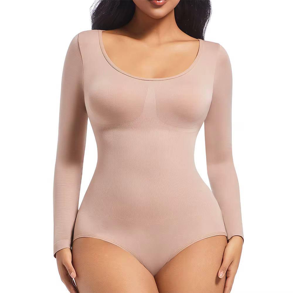 Combinaison de batterie sans couture pour femme, string shaper, corsets, manches longues, taille for
