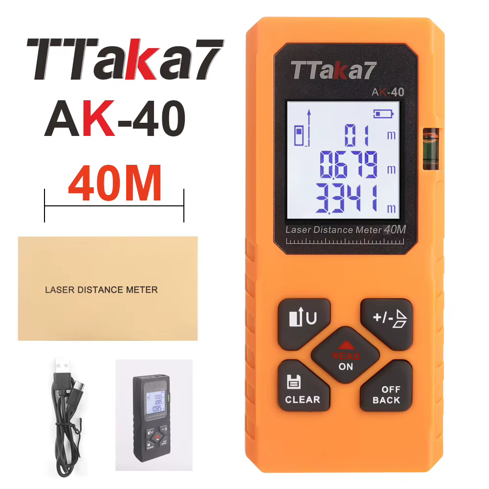 Télémètre laser TTaka7 40M/60M, ruban à mesurer numérique, télémètre de précision avec mesure de dis