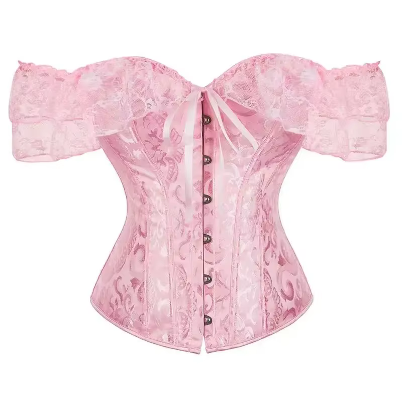 Corset en Satin Jacquard pour Femme, Grande Taille, Corselet Gothique, Vintage, Victorien, Costume S
