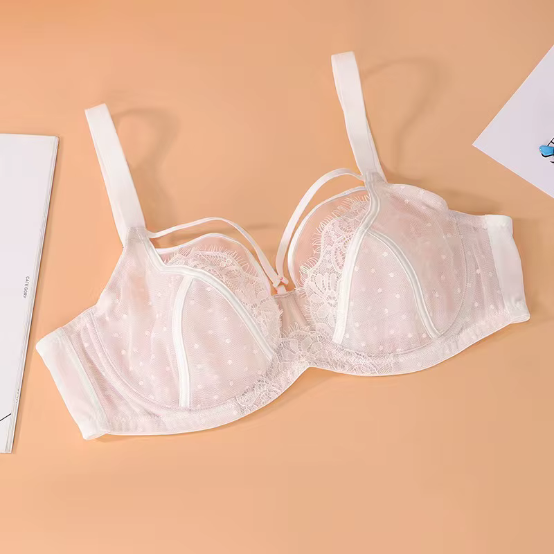 Soutien-gorge Transparent en dentelle, bonnet fin, grande taille, avec bretelles réglables, Push up,