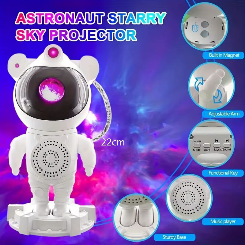 Lampe de Projection Ciel Étoilé Nébuleuse Astronaute, Veilleuse d'Ambiance pour Chambre à Coucher, L