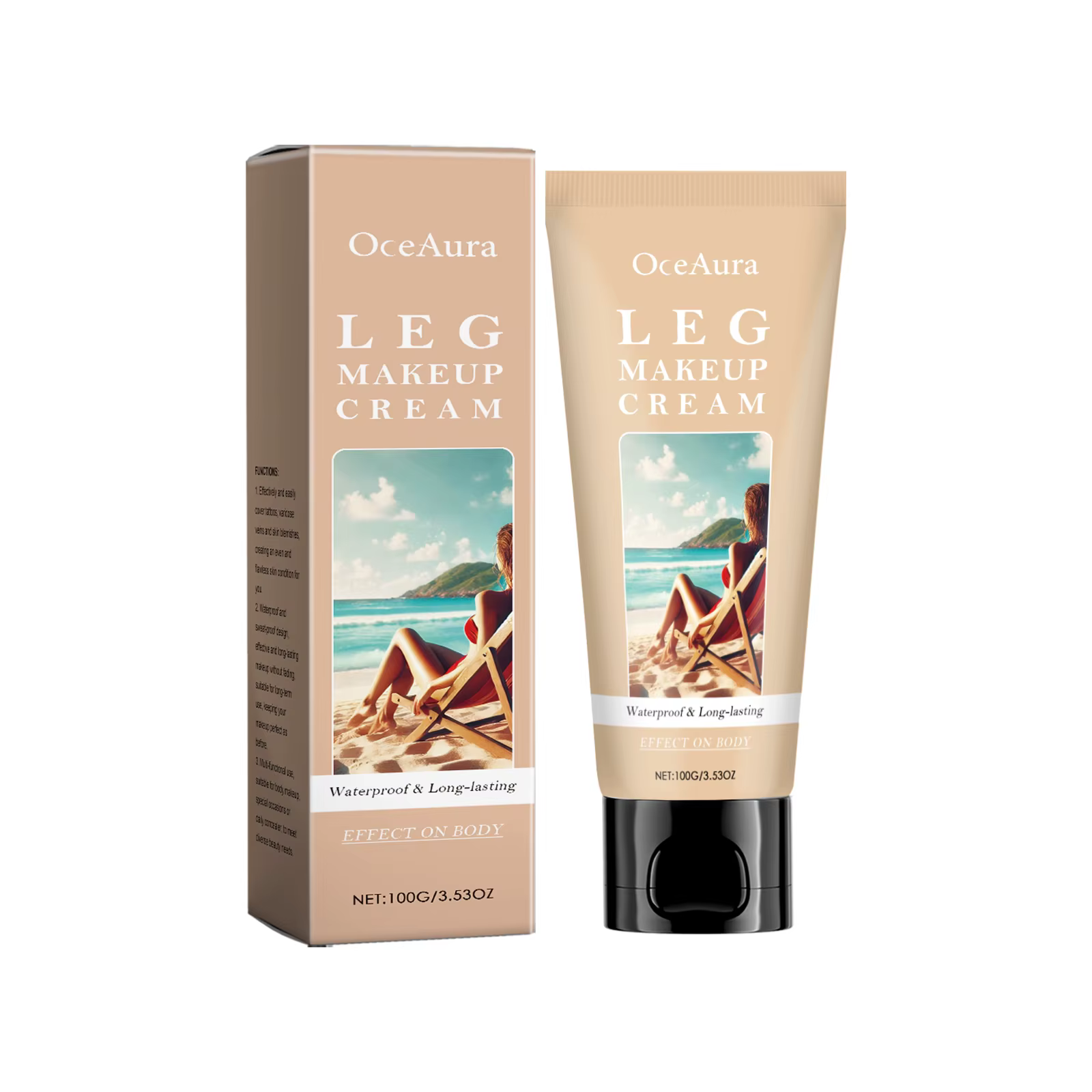 Fond de Teint Corps Effet Bronzant Maquillage Jambes Waterproof Longue Tenue Unifie le Teint avec Ho