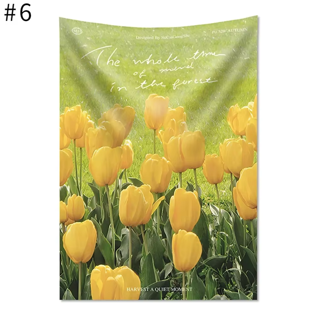 VIKAMA – tapisserie murale en forme de tulipe, scène de nuit, décoration murale pour chambre à couch