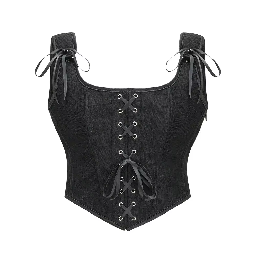 Corset Renaissance Médiévale pour Femme, Bustier Vintage, Crop, Lacets, Bretelles Corselet, Débardeu
