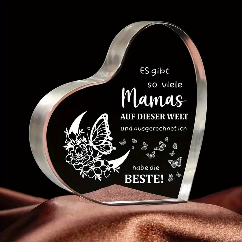 Décoration en acrylique en forme de cœur pour maman allemande, cadeau significatif de la part de sa