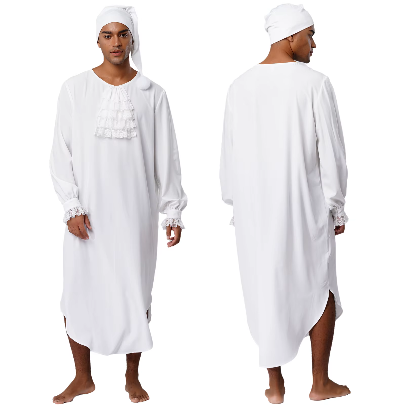 Chemise de nuit victorienne pour hommes, déguisement d'halloween et de noël, Costume de bal, garnitu
