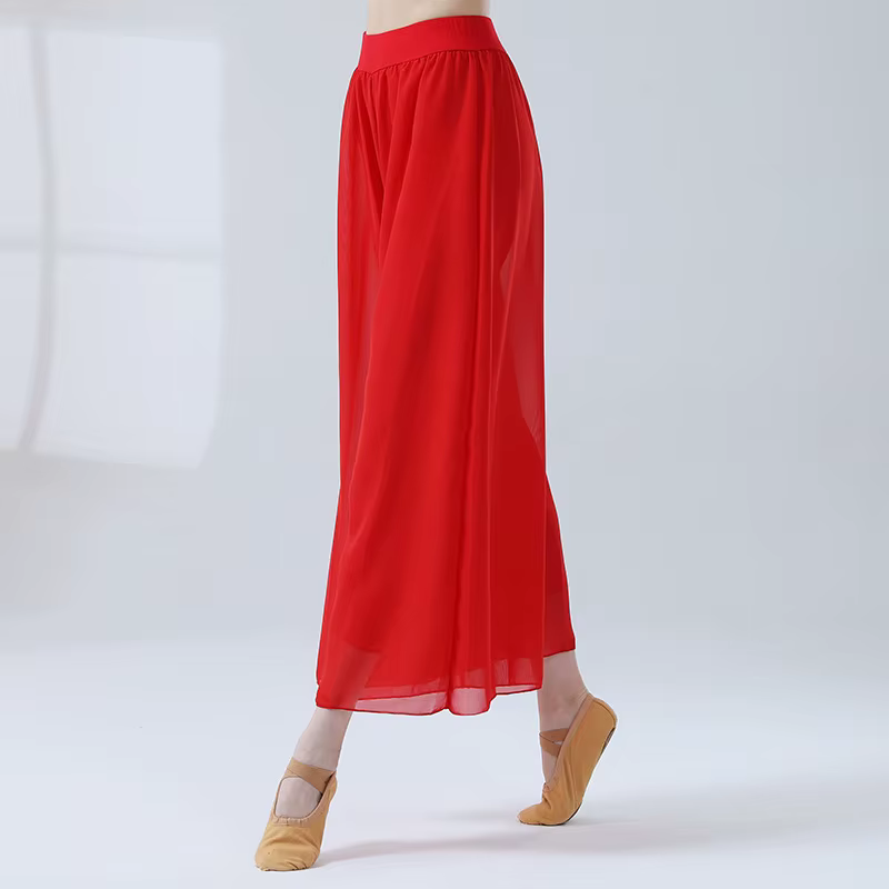 Culotte de danse classique en mousseline de soie pour femme, pantalon large à 2 couches, danse moder