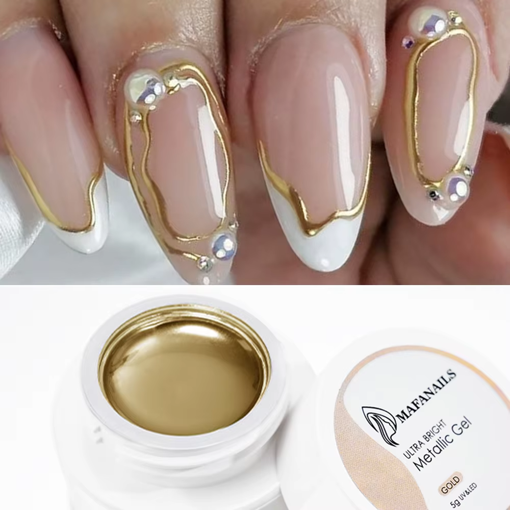 5/7/8/10ml Gel métallique or effet miroir Gel vernis à ongles ligne de conception française fleur de