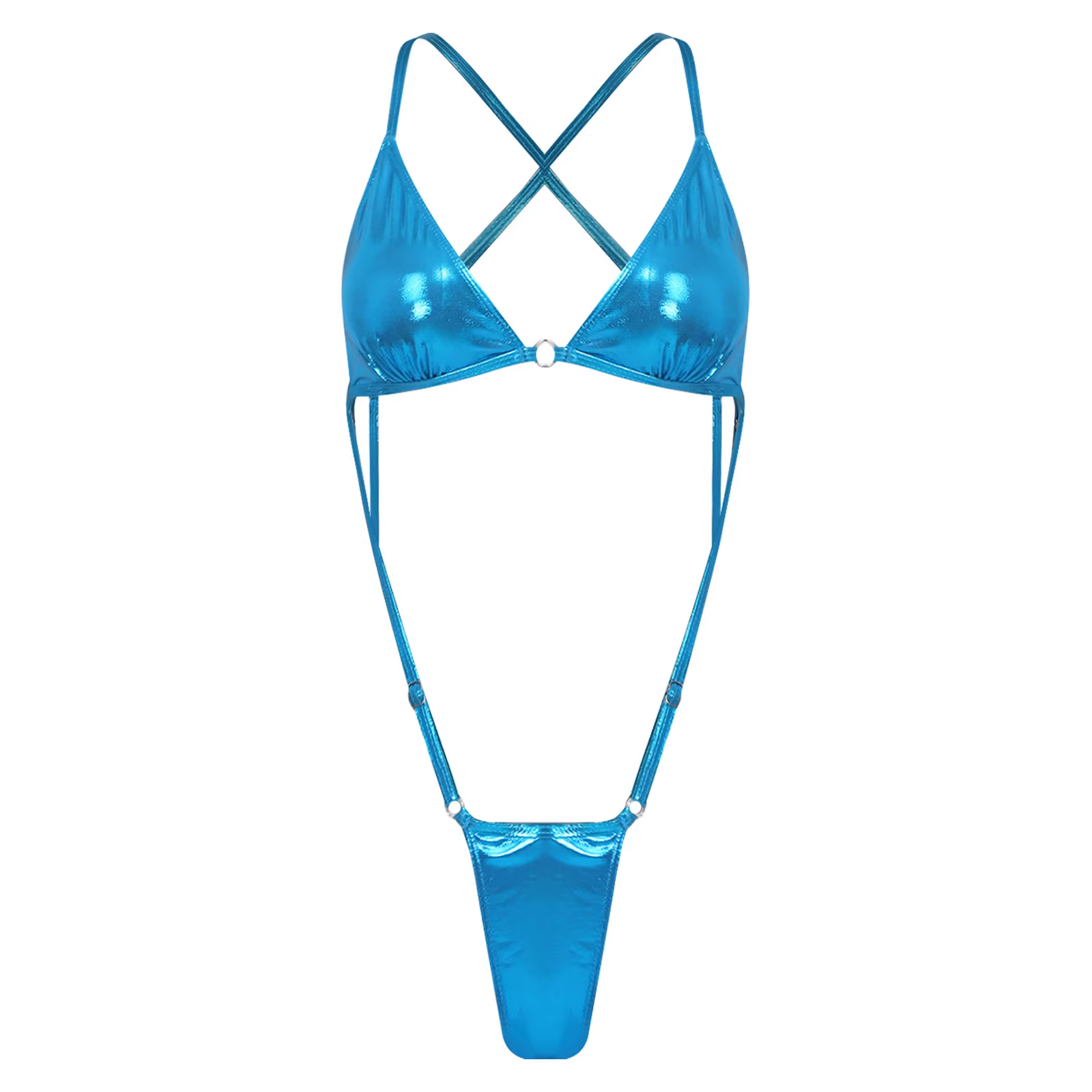 Maillot de bain une pièce métallisé brillant pour femme, dos nu, sans armatures, avec rembourrage, c