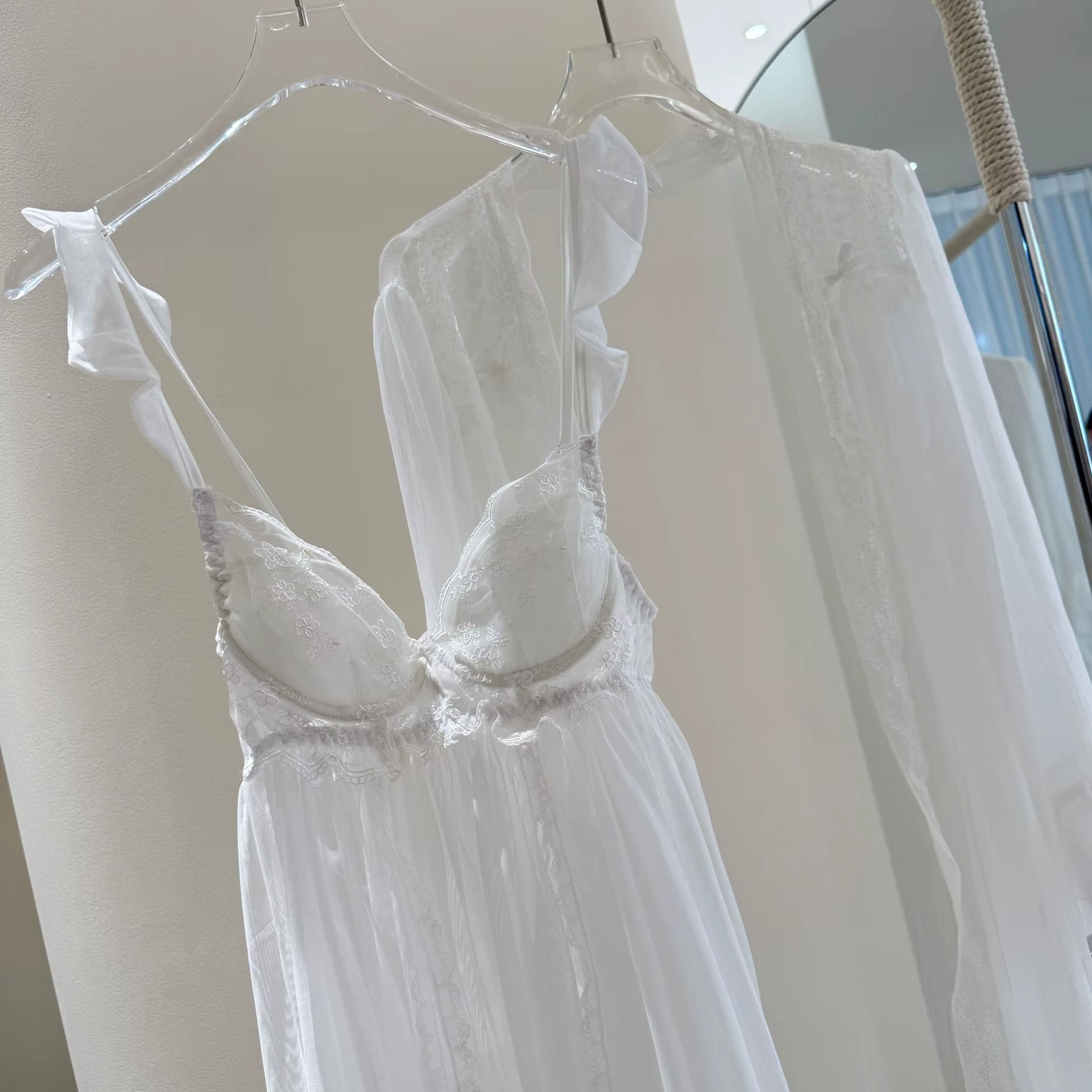 Ensemble de Robe de nuit élégante pour femmes, peignoir en maille, chemise de nuit Sexy en dentelle,