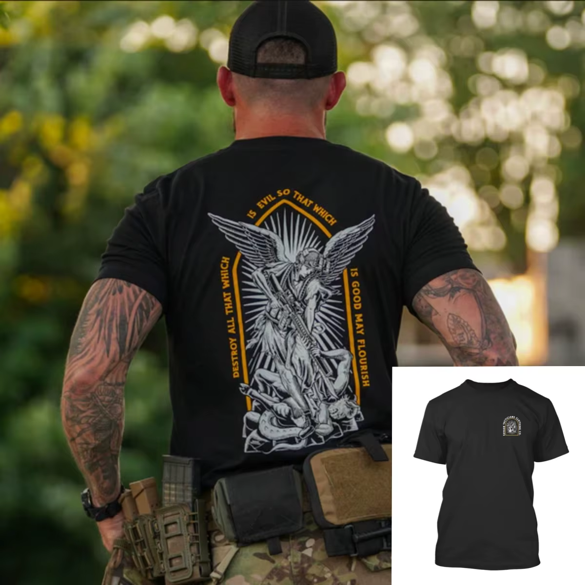 T-shirt en coton avec motif graphique The Night Is Dark Tacticians Hardcore Veteran Tactical Trend B
