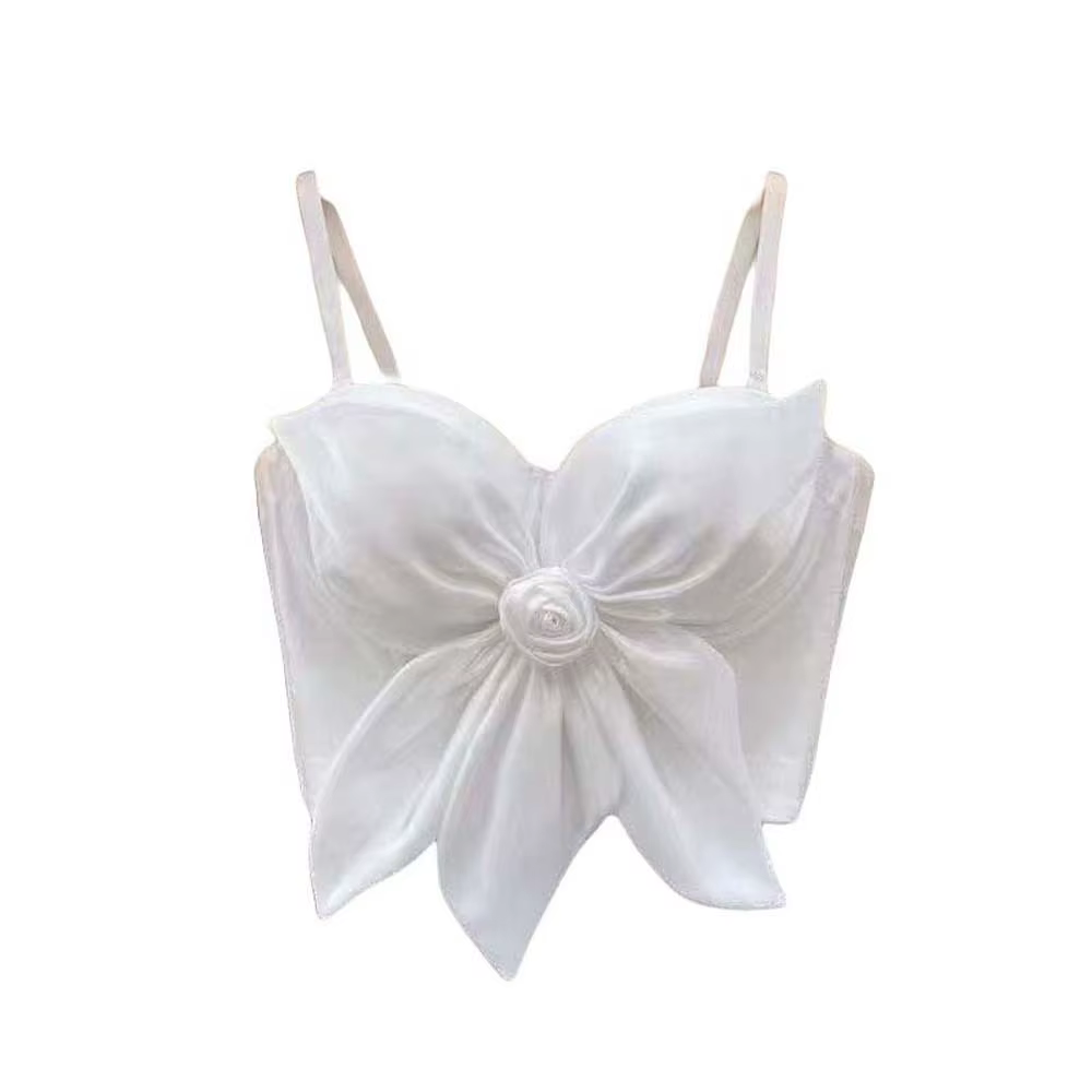 Camisole à fleurs de roses 3D, décoration, coupe cintrée, noir et blanc, Style Socialite, Corset hau