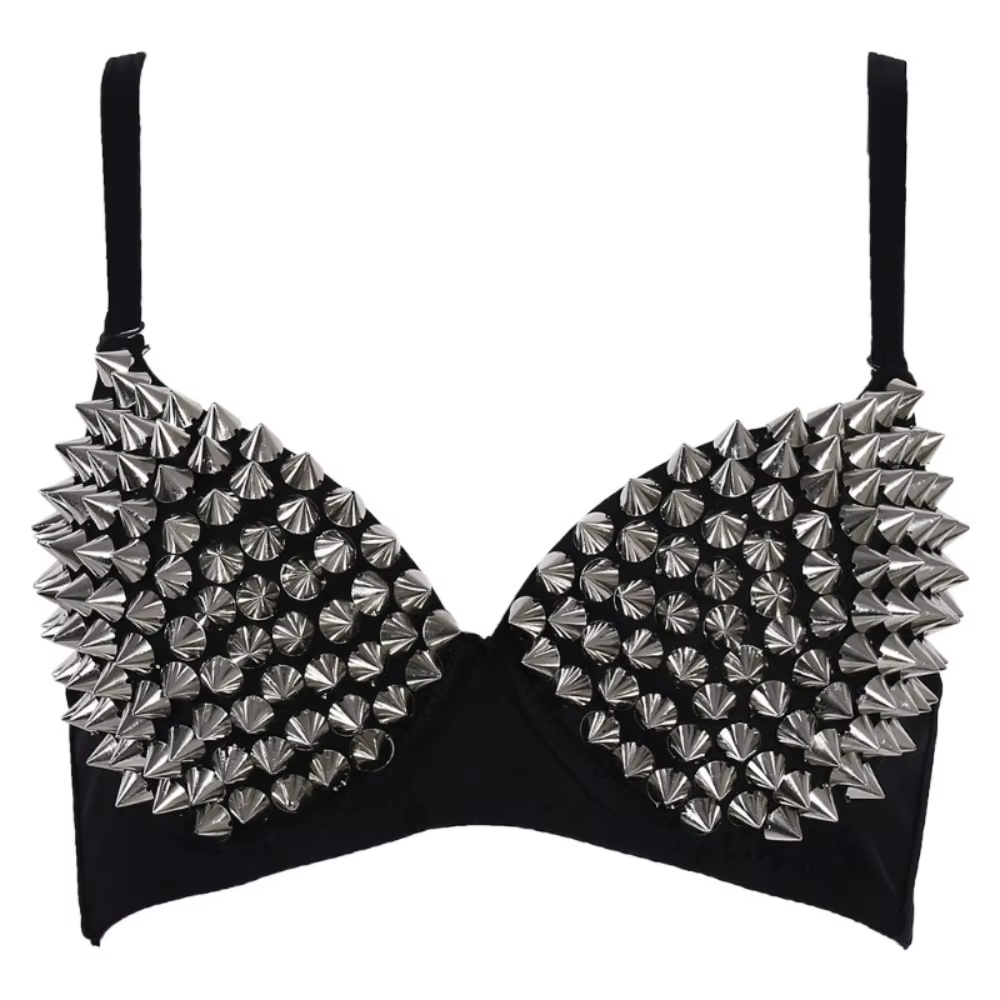 Mode Rivets Punk Rave Bralette Lingerie gothique soutien-gorge haut Sexy Push Up brassière discothèq