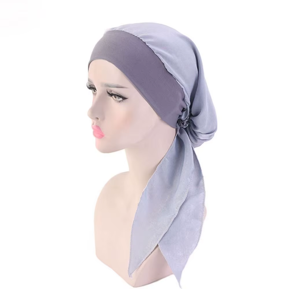 Bonnet de nuit en satin de soie pour femme, turban, hijab, foulard, bandeau élastique pour cheveux