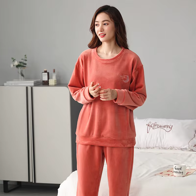 Femmes pyjama ensemble chaud vêtements de nuit en flanelle femme hiver épais Pijamas