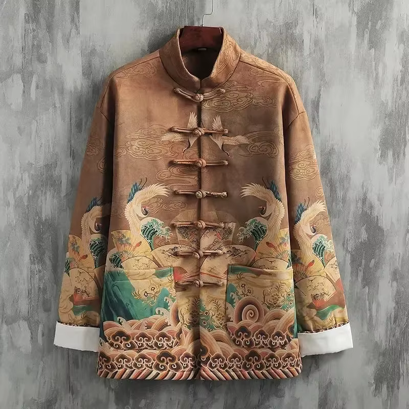 Veste d'extérieur de style chinois pour femme, manteau de printemps et d'automne, tenue de grue trem