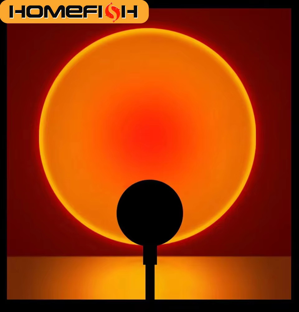 Lampe de projection LED HOMEFISH effet coucher de soleil, lumière d'ambiance USB pour chambre, salon