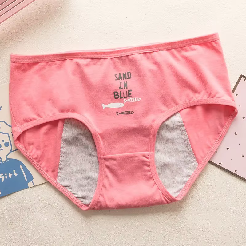 Culotte Menstruelle Anti-Fuite pour Adolescente, Sous-Vêtement Physiologique, Mignon, Dessin Animé
