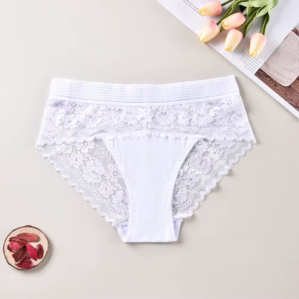 Culottes taille haute en dentelle pour femme, lingerie fine, motif floral sexy, élastiques, respiran
