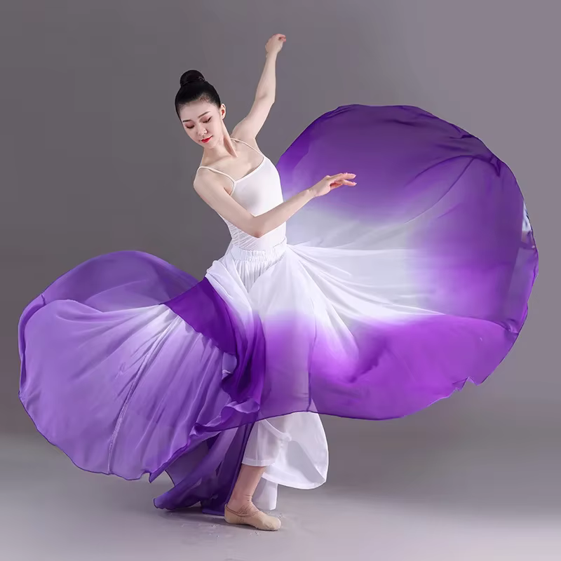 Jupes de danse classique pour femmes, élégantes, longues, dégradées et fluides, pour la gymnastique