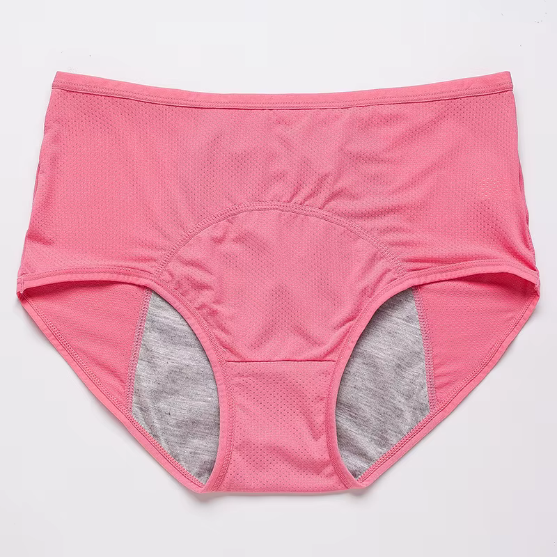 Culotte menstruelle en maille taille haute, grande taille, conception anti-fuite avant et arrière po