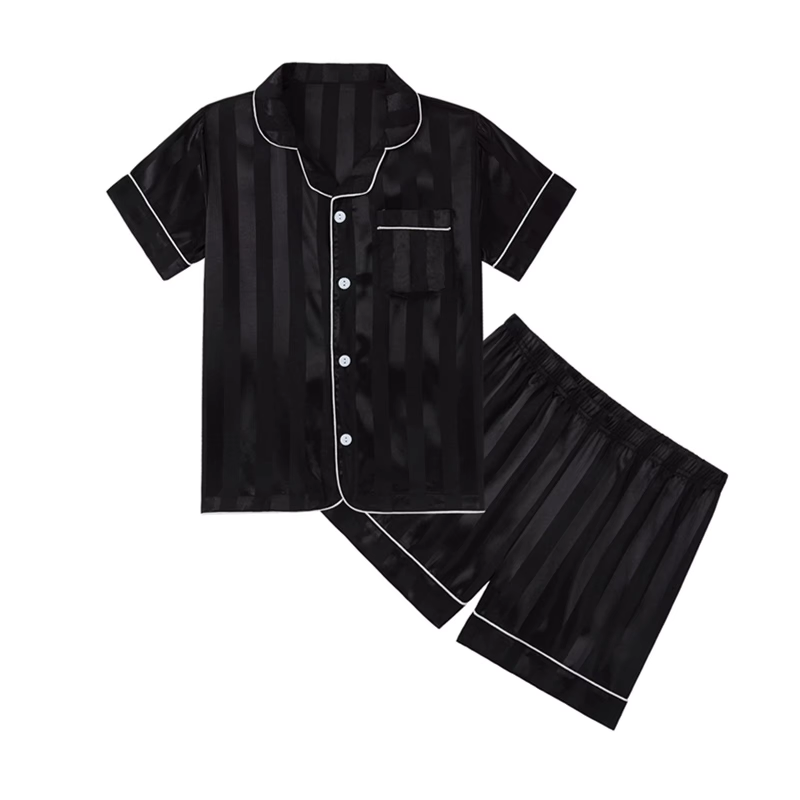 Ensemble pyjama d'été pour enfants et adolescents, rayé, léger et confortable, vêtements de maison,